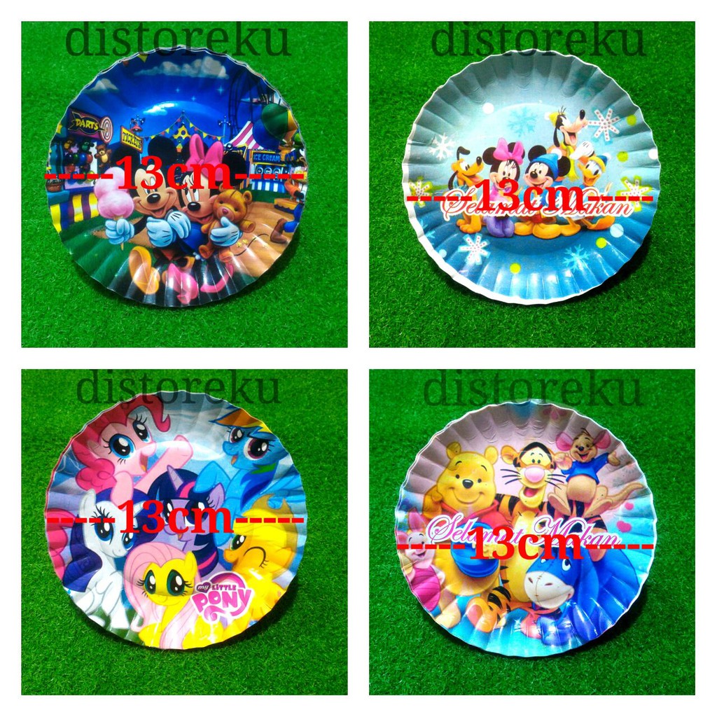 isi 10 Piring Kertas Kue Tart Karakter Ultah Paper Plate Cake Ulang tahun Motif Character Lucu