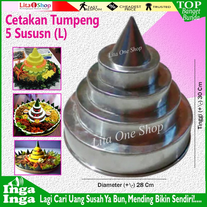 CETAKAN TUMPENG / CETAKAN NASI  ALUMUNIUN 5 SUSUN  DIAMETER 28 CM
