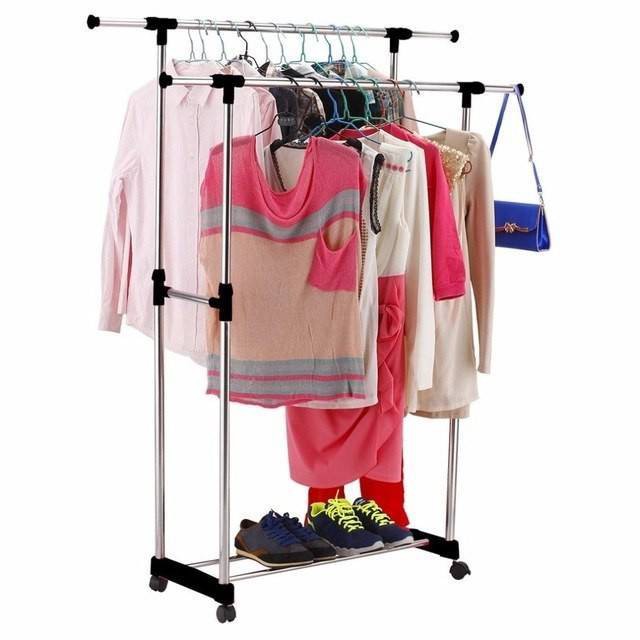 Rak Gantung Baju Besi Portable Serbaguna Standhanger Double Cloth Standhanger