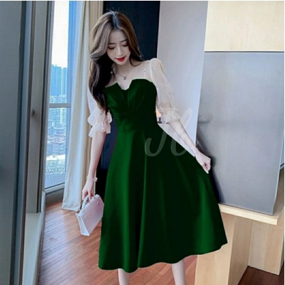 Baju Dress Pesta Natal Imlek Wanita Remaja Korea Import Murah Kekinian Terbaru 2021 Party Dress Bhan