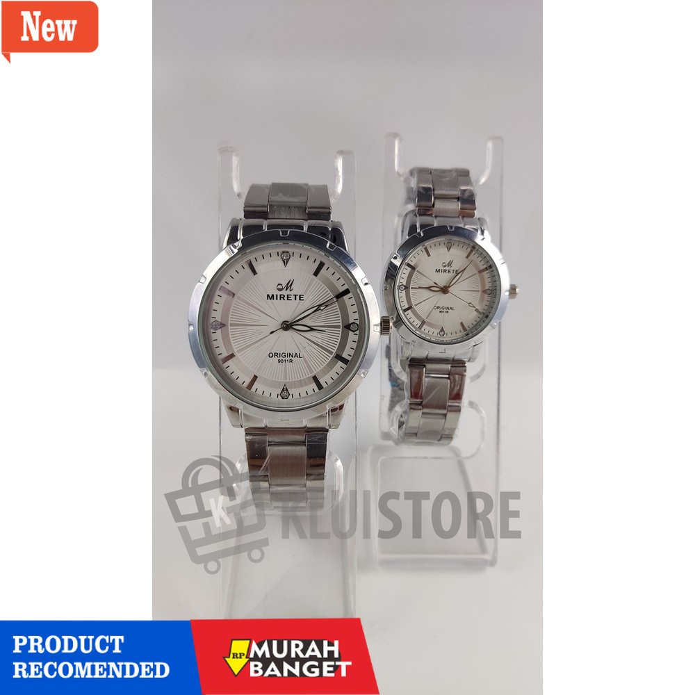 Jam tangan couple terbaik- JAM TANGAN COUPLE MIRETE 9011 PUTIH ORIGINAL 100%