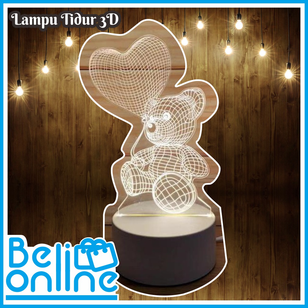 Lampu Tidur 3D Karakter / Lampu Hias Tidur Led / Lampu Dekorasi Lafadz Allah - Boneka - Menara - dll