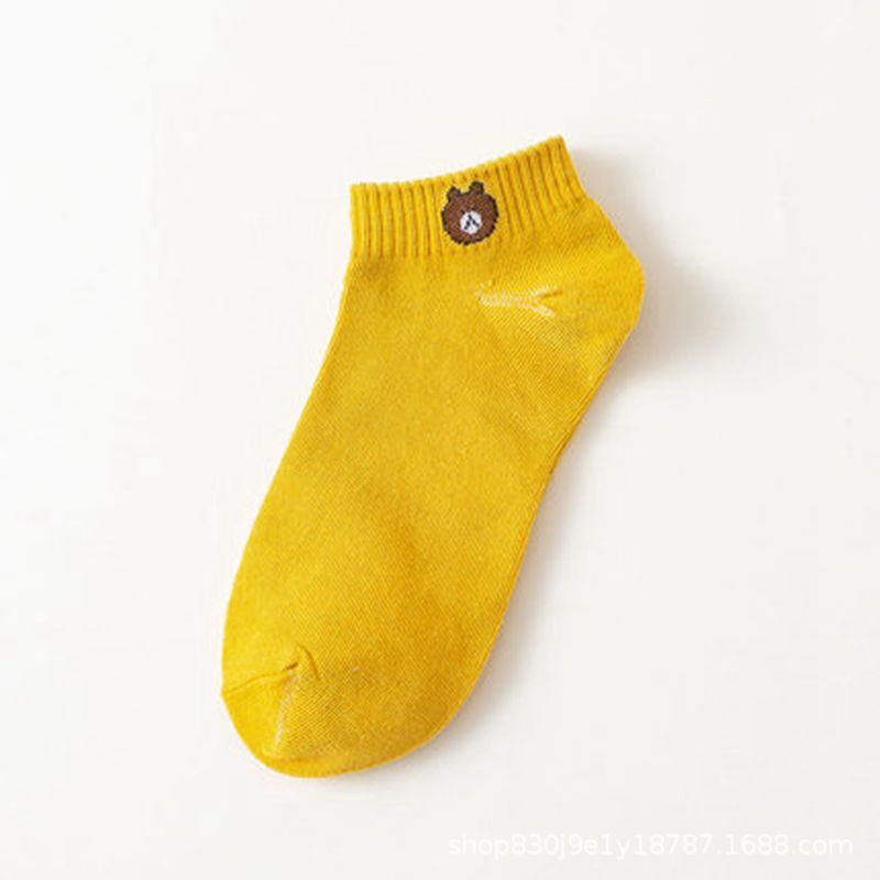 WJ0046 Kaos Kaki Cute Beruang Kaos Kaki Pendek Wanita Pria Semata Kaki-Kuning