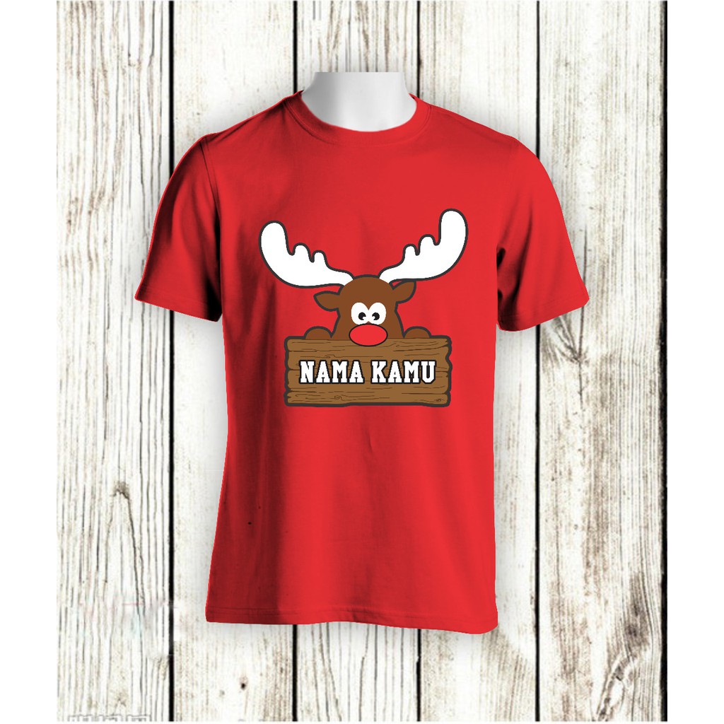 KAOS NATAL CHRISTMAS DEER NATAL FREE NAME BAJU COUPLE FAMILY BAJU ANAK - BAJU DEWASA