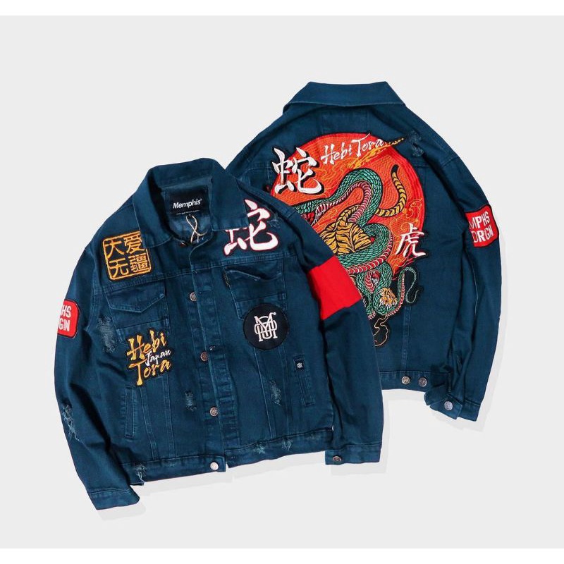 RIPPED DENIM JACKET HEBITORA | MEMPHIS ORIGINS - XXL