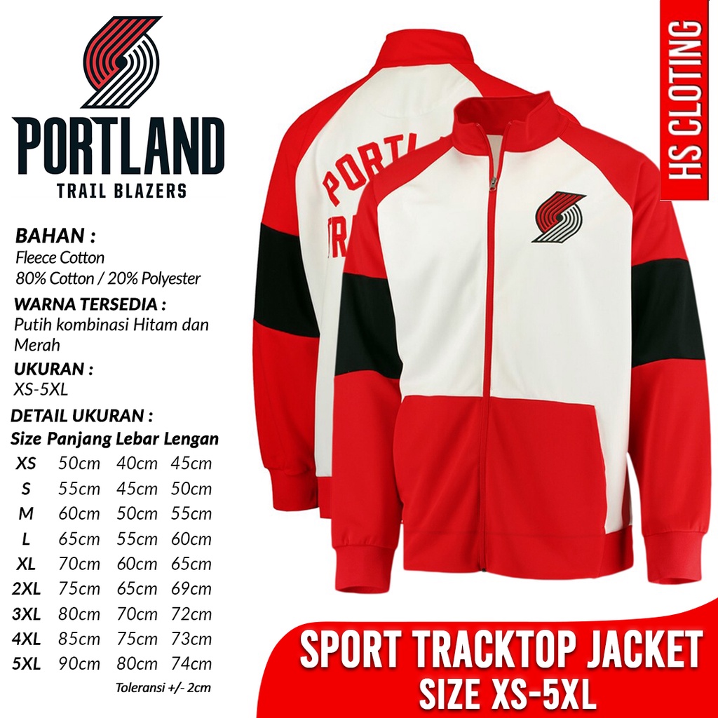 Jaket XS-5XL PORTLAND TRAIL BLAZERS NBA Basketball Western Conference Team Tracktop Jacket Bahan Kat