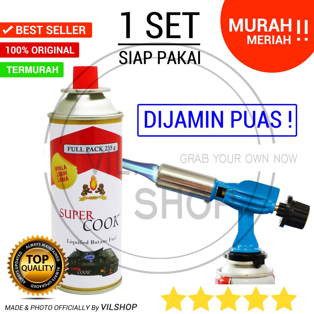 1 SET FLAME GAS TORCH GUN FIRE BIRD TORCH GAS PORTABLE SUPERCOOK KEPALA GAS TEMBAK BAKAR BLENDER LAS