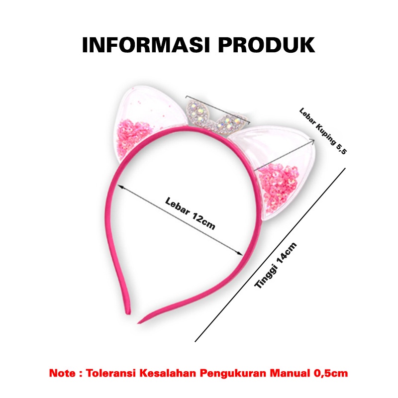 Bando Korea Anak Perempuan Aksen Kuping Kucing Manik Aksesoris bandana Hiasan Rambut Wanita Import AK129