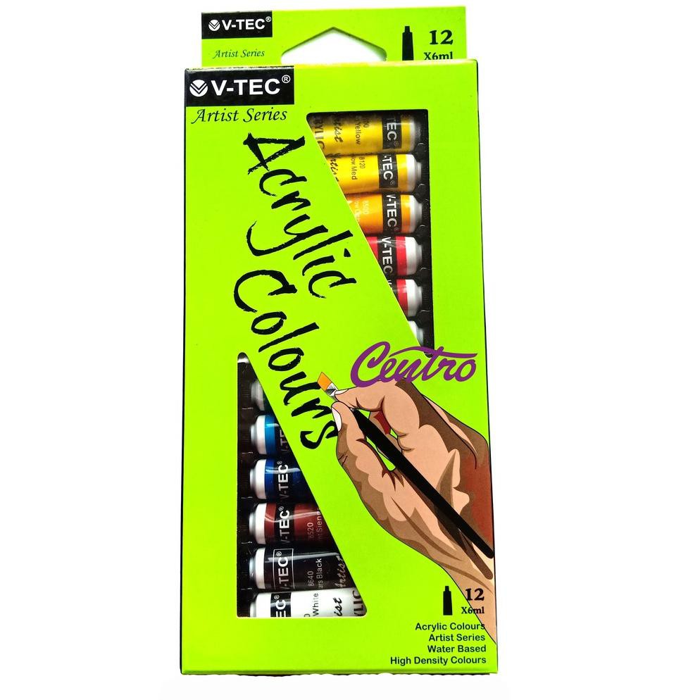 

tK8Code PROMO V-TEC Acrylic Colours 6ml Set Cat Akrilik 12 Warna VTEC VT-612/A Color(F2O9) (terbaru)