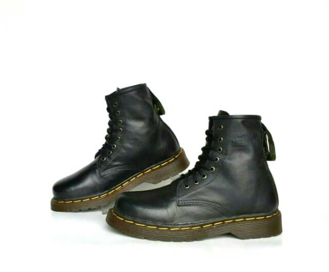 (COD) ! SEPATU BOOT KULIT ASLI DOCKMART BLACK 8HOLE IMPORT ENGLAND