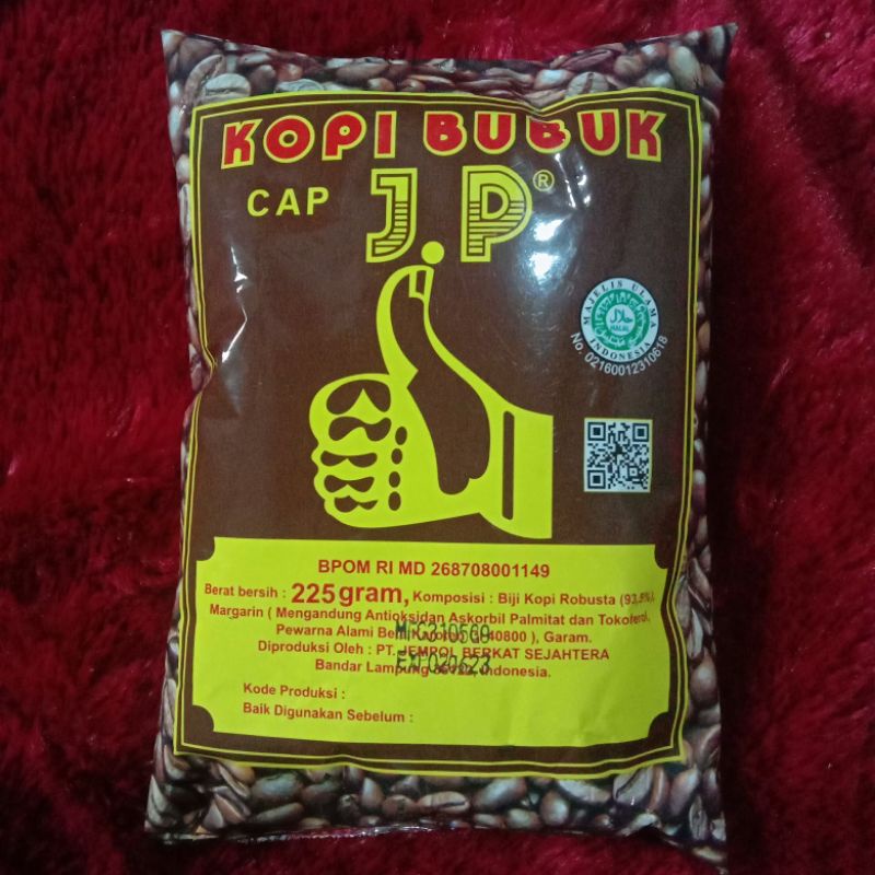 

kopi bubuk Cap J.P (Jempol) Asli Lampung 225gram