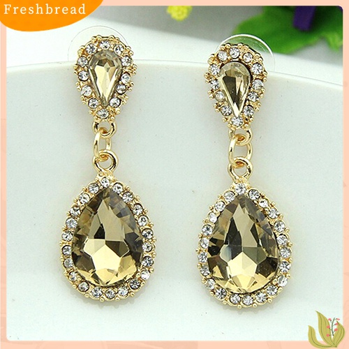 [TERLARIS]Women Deluxe Waterdrop Crystal Rhinestone Dangle Earrings Wedding Bridal Jewelry