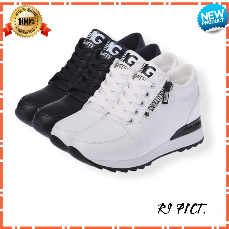 Rizkuna07 Sepatu Wanita Boot MG Sleting Putih R9