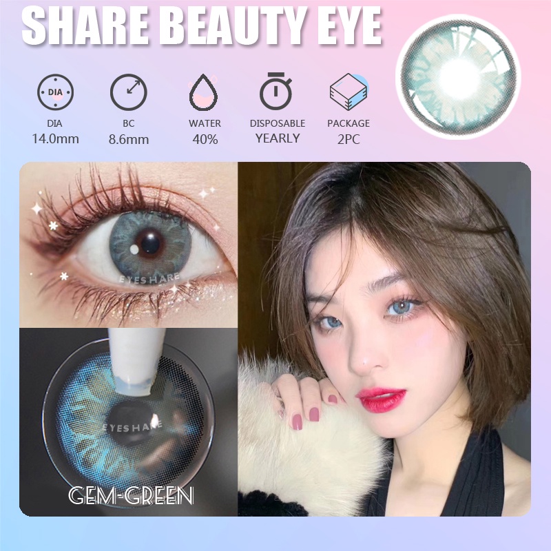 [✅COD] GEM PINK Sepasang Softlens / Kontak Lensa berwarna soflen ukuran 14.0mm-14.5mm kecil softlens mata korea normal minus (0.00) GEM BRILLIANT BLUE /harian color /Koleksi Lensa Kontak Alami