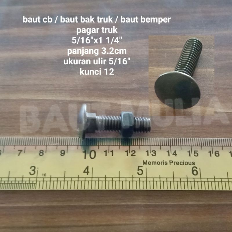 Jual Baut Mur Cb X Panjang Cm Hitam Baut Payung Bumper Carriage Bolt Baut Truk