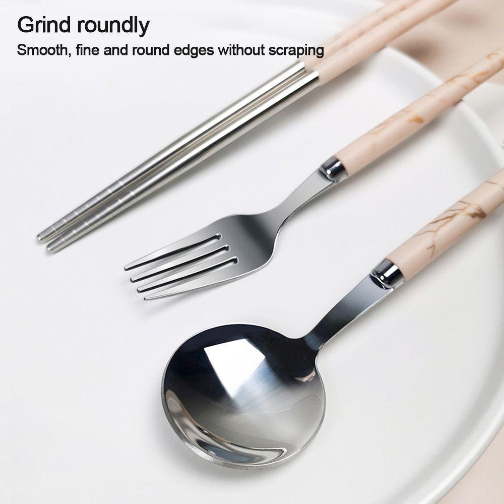 Nanas 3 Pcs/Set Alat Makan Set Travel Aksesoris Dapur Peralatan Makan Portable Reusable Camping Spoon Fork Chopsticks Set