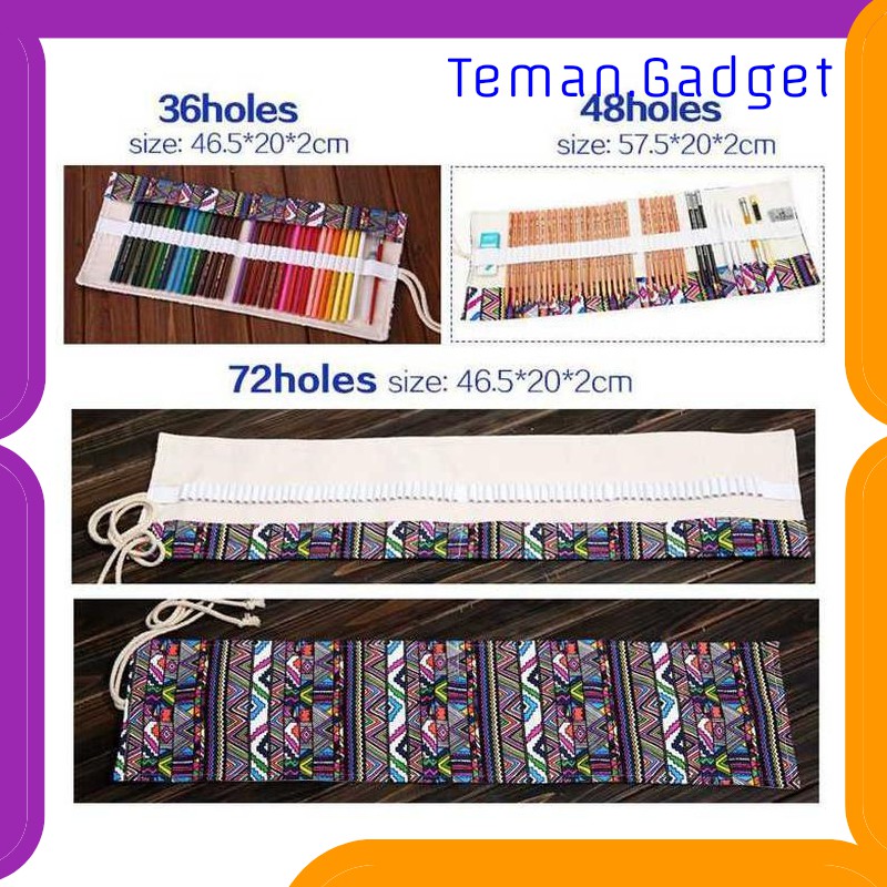 TG-AT031 MARCO BOHEMIAN TAS PENSIL GULUNG CANVAS 48 SLOT 20 X 56CM - EN-71