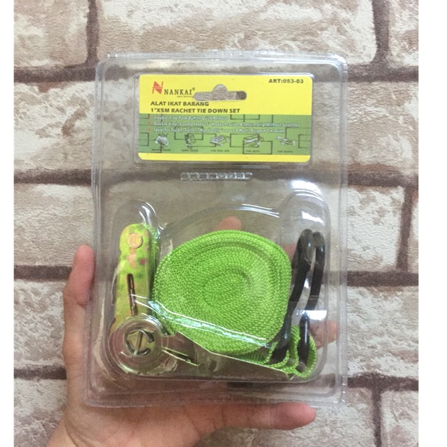 TALI PENGIKAT BARANG DI MOTOR RACHET TIE DOWN 1&quot;X5 METER NANKAI