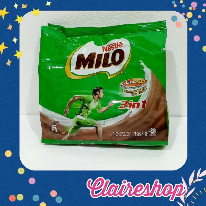 MILO 3 in 1 18 stik milo 3in1 malaysia