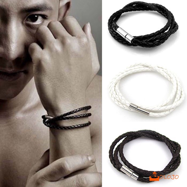 OLOJO  Gelang Korea Multi-layer Jalinan Twist Bracelet Tali Kulit Gelang