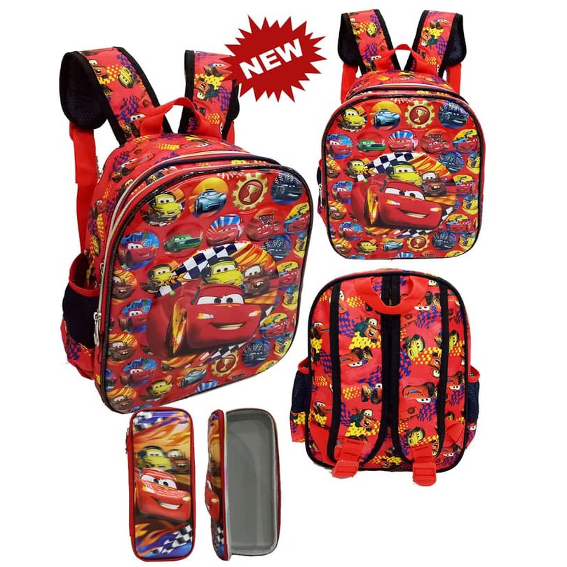 Tas Ransel TK Cars McQueen 5D Full Motif +Kotak Pensil