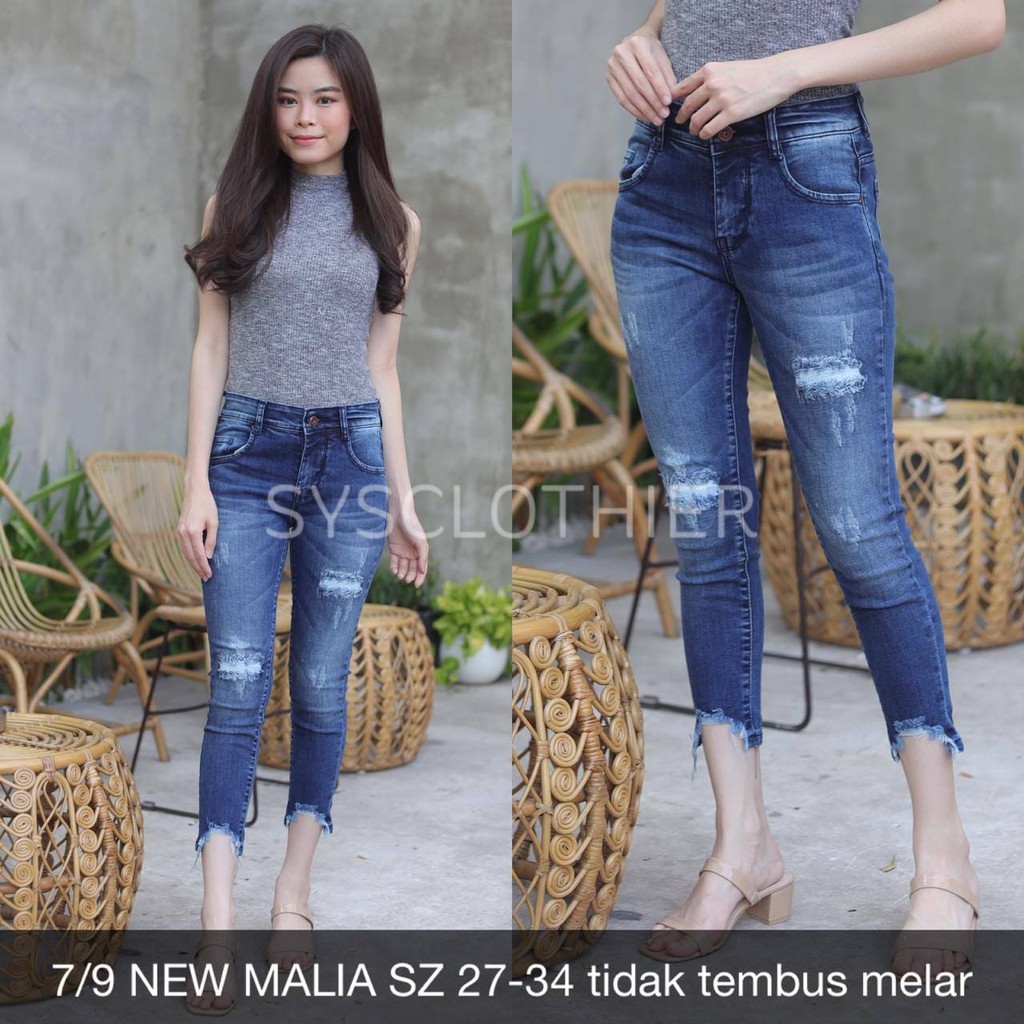 CELANA JEANS WANITA UKURAN NORMAL &amp; JUMBO 7/9 NEW MALIA