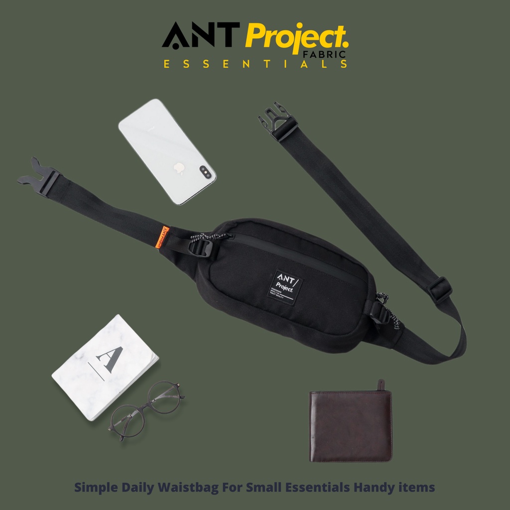 ANT PROJECT - Waistbag LICHT Full Black - Tas Pinggang