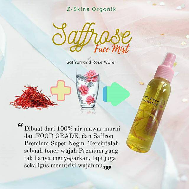 Toner Saffron Air Mawar Toner Alami Toner Mawar Saffron Face Mist Saffron Facemist Shopee Indonesia