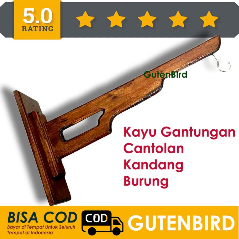 Gantungan dinding kayu sangkar burung / gantungan sangkar