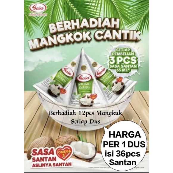 🆗COD SASA SANTAN 1 DUS GRATIS MANGKOK 12pcs / Sasa Santan 65 ml Gratis Mangkuk/Sasa santan Harga Per