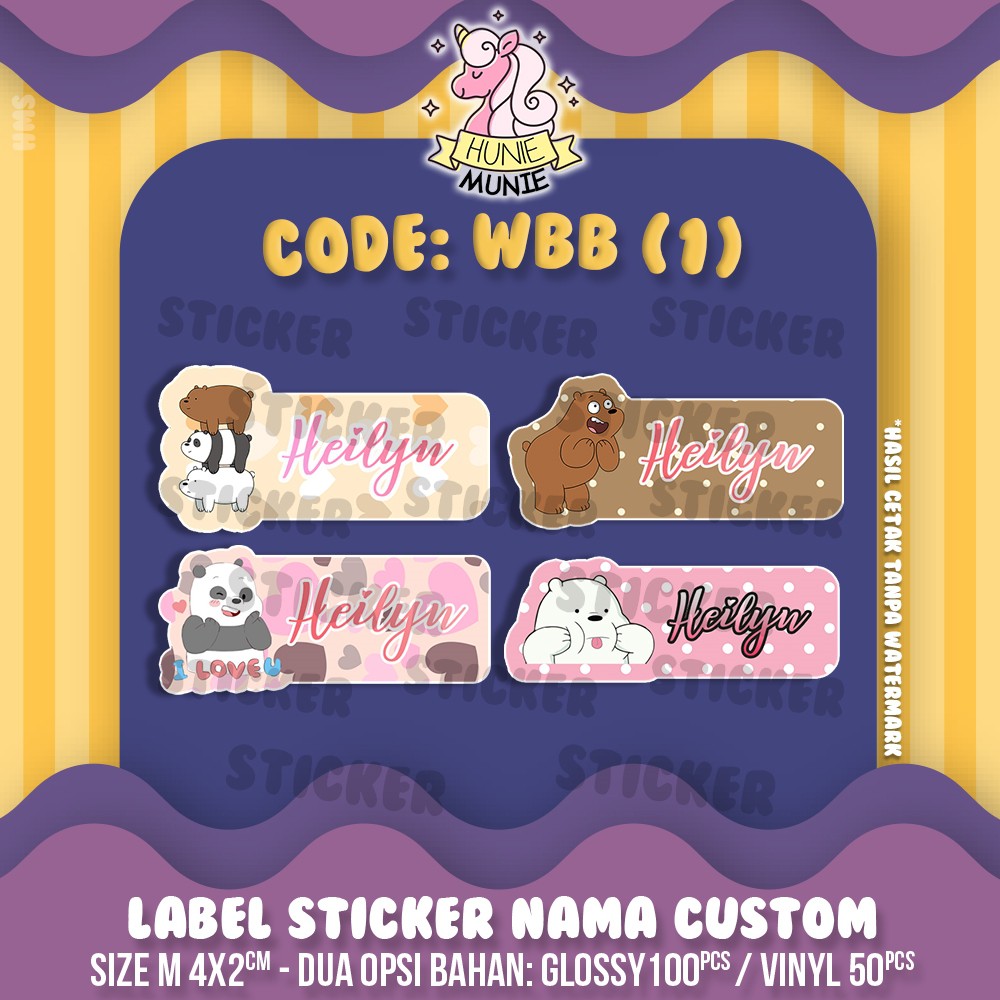 

Sticker Nama Custom - Ice Bears - We Bare Bears (100pcs+) Stiker