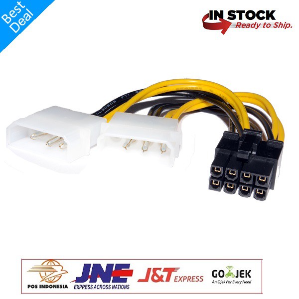 Converter Kabel POWER VGA 8 PIN 8PIN TO 2 DUAL 4 PIN 4PIN MOLEX PCIE