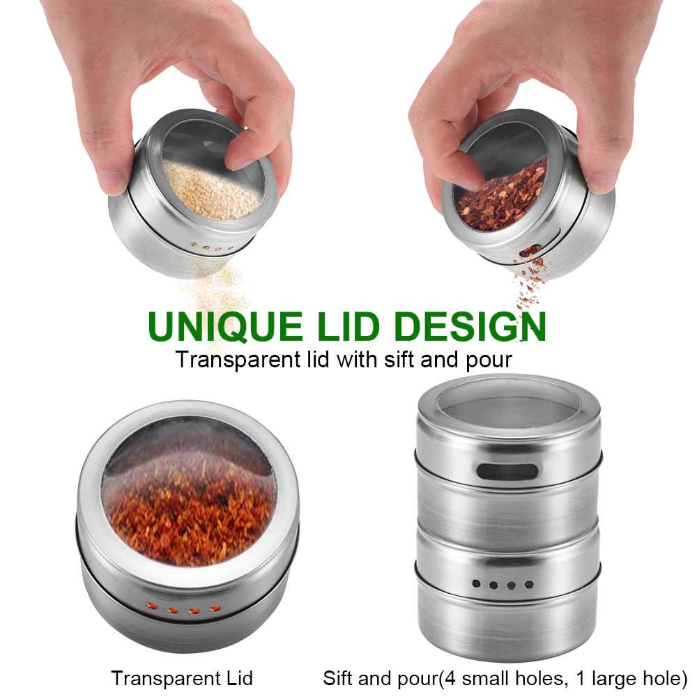 Leten Tempat Bumbu Makanan Magnetic Spice Jar Storage Container - C121