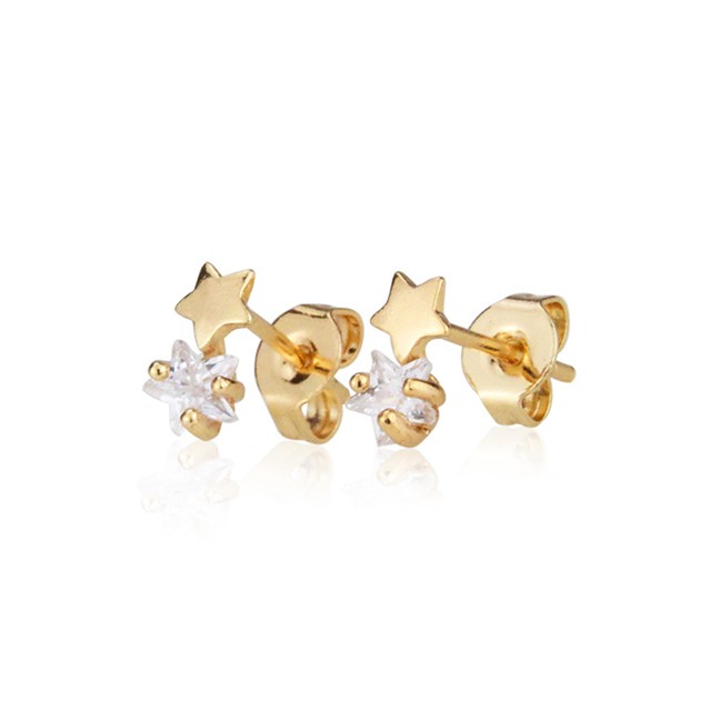 LRC Anting Tusuk Fashion Gold-plated White Zirconium Small Studded Star Stud Earrings With Zirconium