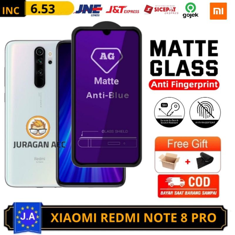 Tempered Glass Full Anti Minyak Blue Matte Xiaomi Redmi Note 8 PRO TG Anti Radiasi Redmi Note 8PRO