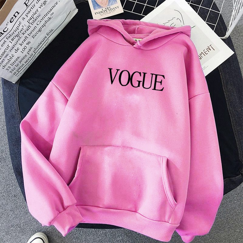 Modis Fashion Sweater Hoodie wanita Lengan Panjang  Babyterry VOGUE -Pink