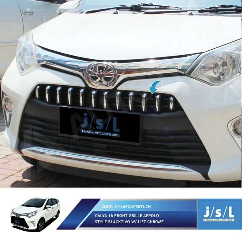 grill depan Calya Apollo hitam list merah silver abu kuning chrome hitam putih gold biru jsl