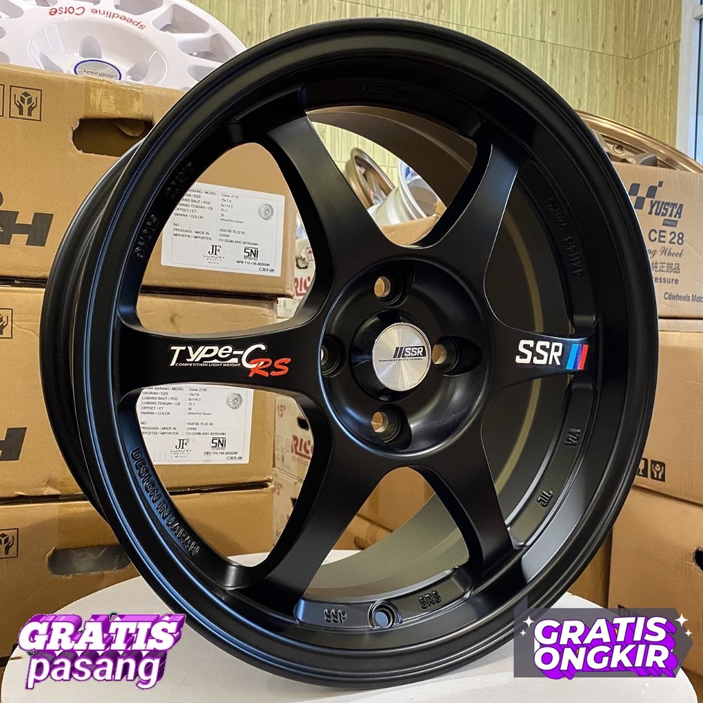 velg SSR Type C R16 4x100 Lebar 7 ET38 Hitam velg mobil racing ring 16 SSR Type C tuk jazz.yaris.mob