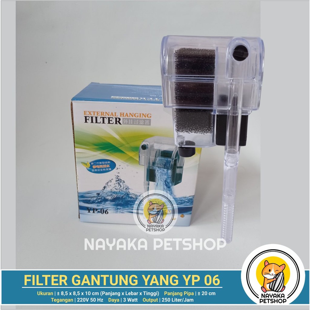 Yang YP 06 Filter Gantung Aquarium Filter Hanging Hang On Saringan Air Aquascape Mini