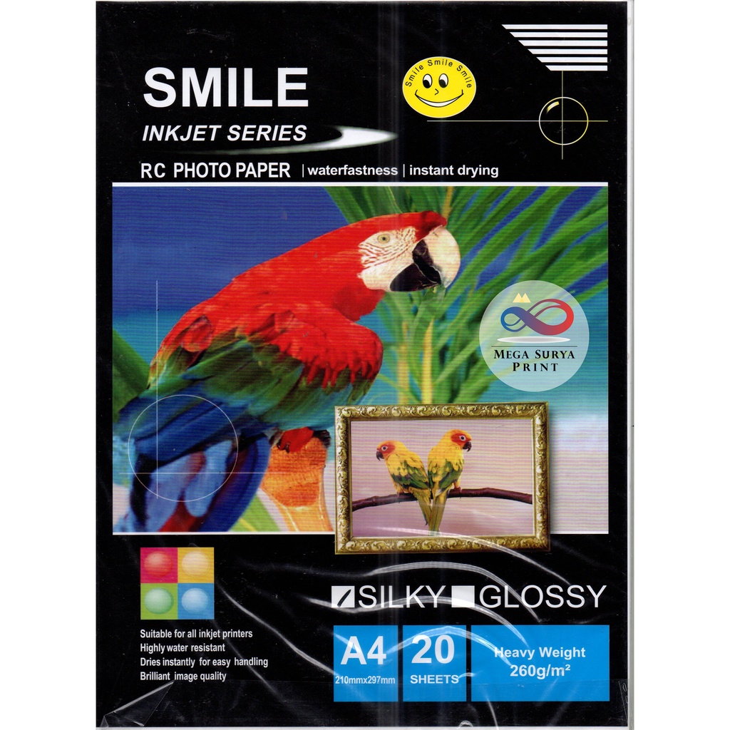 

Smile Silky Photopaper kertas foto 260gr A4 for Inkjet Printer