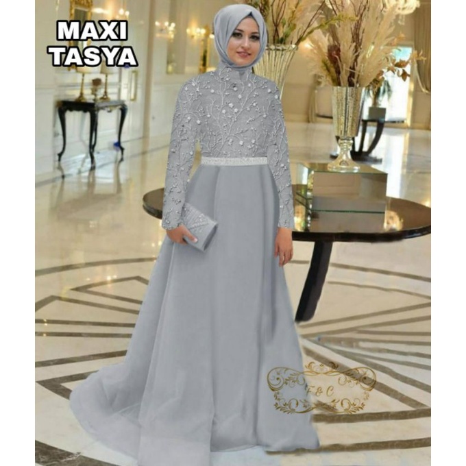 MAXY TASYA MOM FASHION PAKAIAN MUSLIM WANITA DRESS GAMIS MAXI BAHAN TILE FEHM