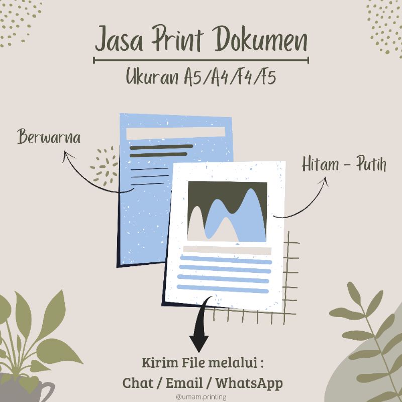 

Jasa Cetak Dokumen Ukuran A5/A4/F5/F4 Hitam - Putih dan Berwarna