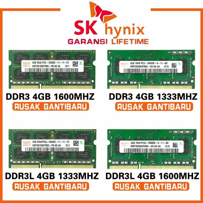 RAM LAPTOP HYNIX SODIMM DDR3L 4GB 8GB 1600MHZ/PC12800 1.3V | LIFETIME