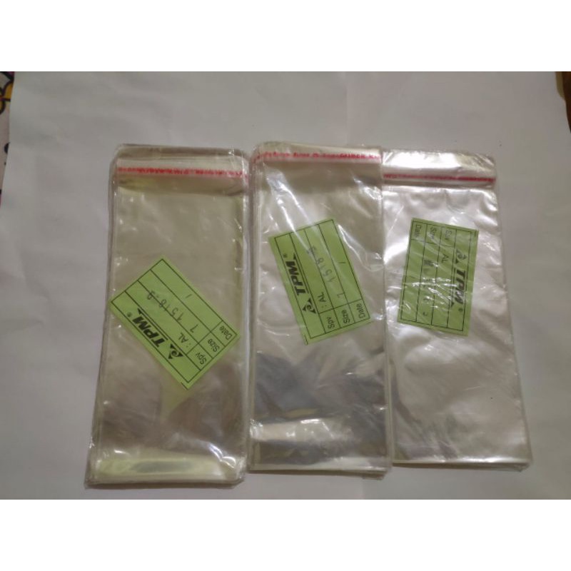 plastik opp bening plus perekat ukuran 7x15