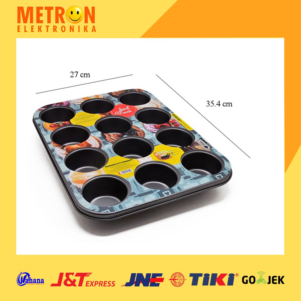 MAXIM BAKEWARE 12 CUP MUFFIN PAN 35.4 x 27 x 3 cm LOYANG KUE CAKE ANTI LENGKET - BW12MUP(ZX)35