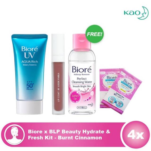 SEPAKET BIORE UV AQUA RICH MAKEUP REMOVER LIPCOAT PEPPERMINT PINK CLEANSING OIL