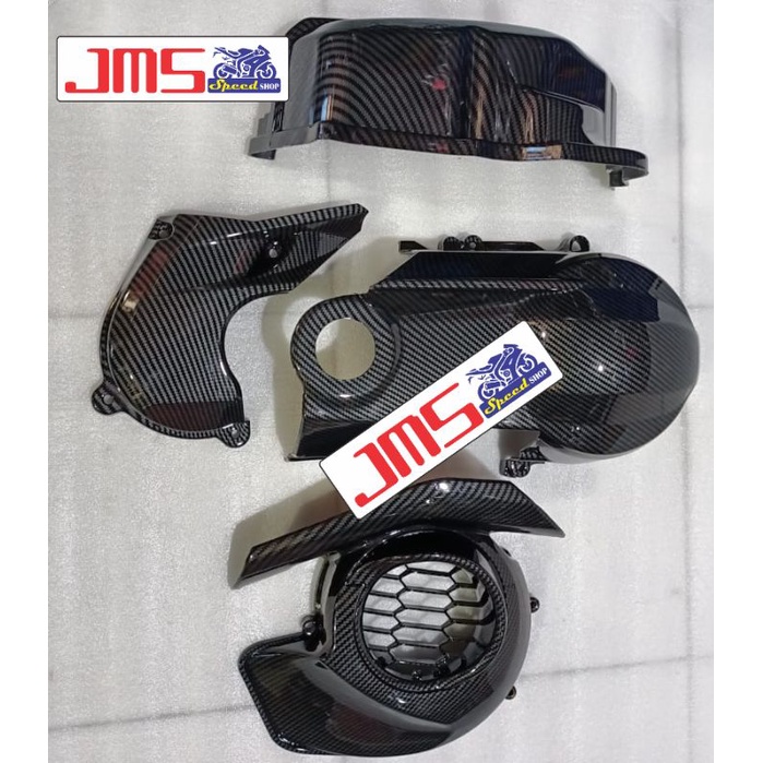 paketan cover tutup carbon cvt dan filter hawa keong sambung cvt plus cover kipas mio m3 mio z 125 fino 125 soul gt 125 Zoro pnp