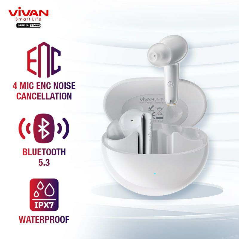 Headset Bluetooth Vivaa Life 200NC TWS Earphone Wireless 5.3 Original