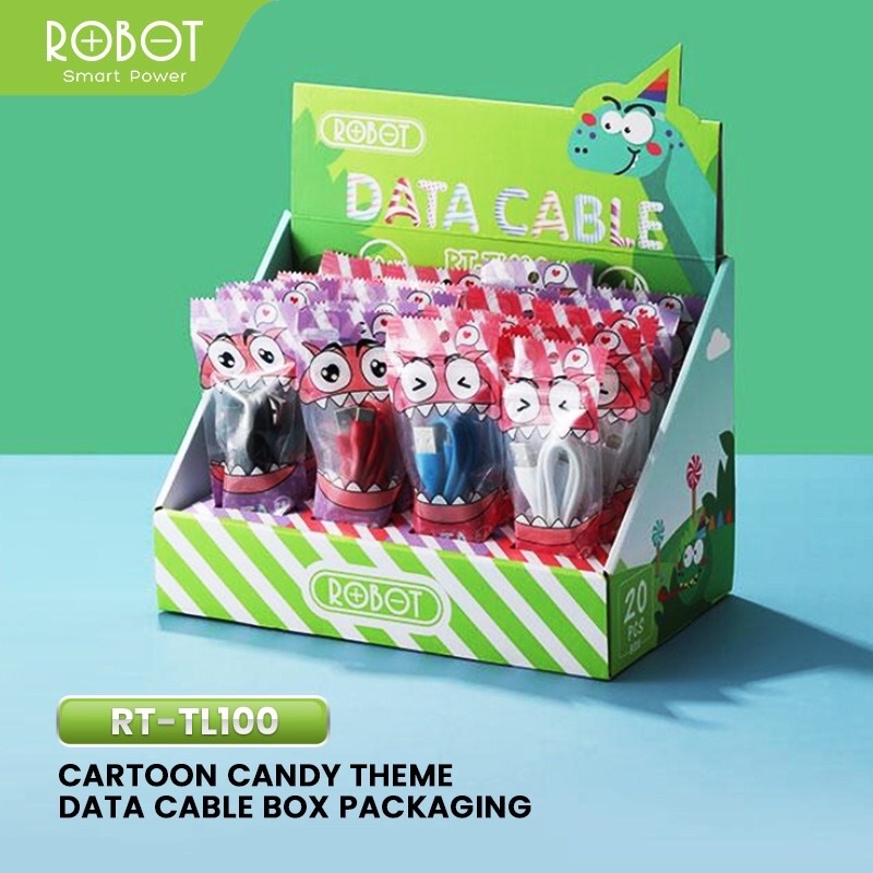 ROBOT Kabel Data RT-TL100 Type-C &amp; iPhone 1M Data Cable Original - Garansi Resmi 1 Tahun