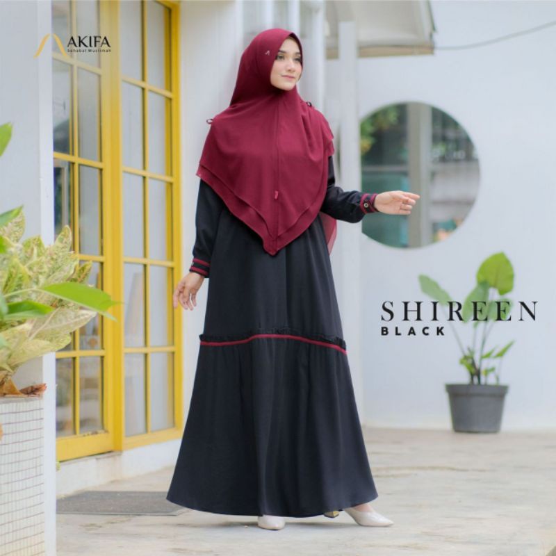 Shireen Dress By Akifa | Gamis Set Khimar Polos Bahan Premium